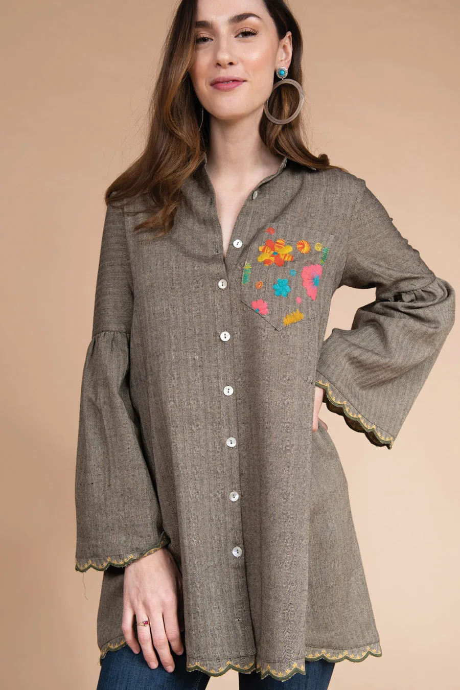 Long Sleeve Tweed Tunic