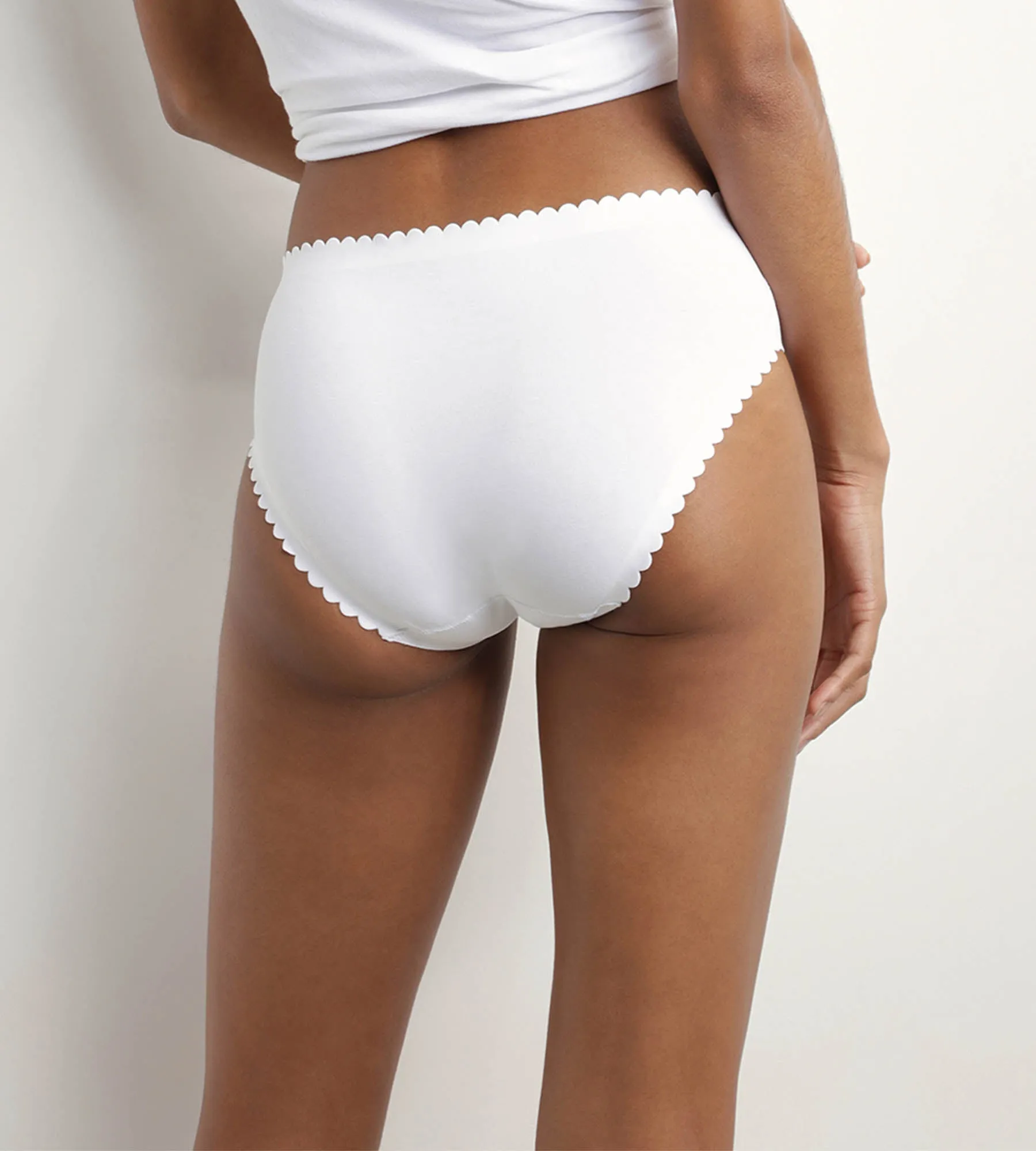 Lot de 2 slips femme en coton stretch Blanc et Gris Body Touch Easy