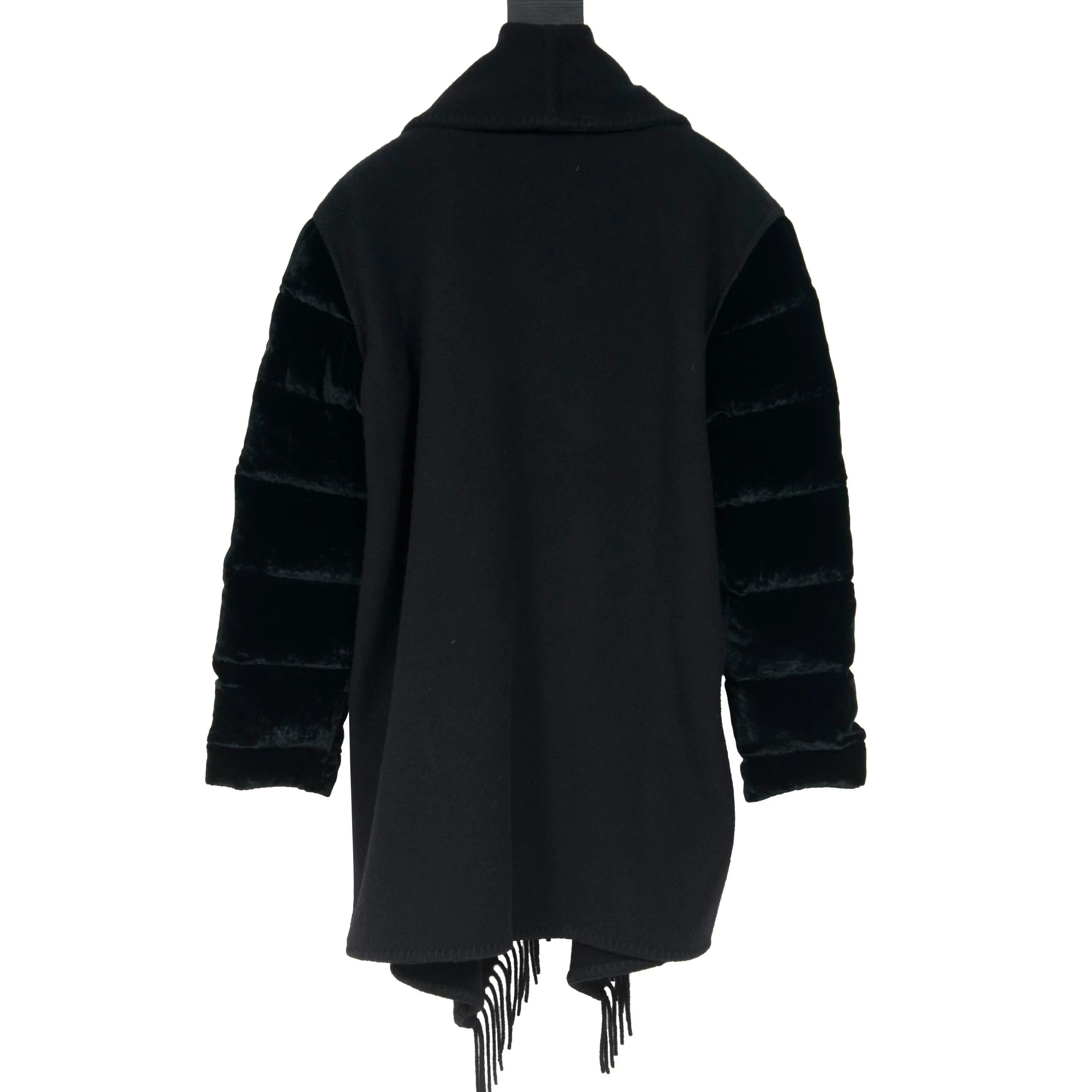 Mantella Fringed Quilted Velvet Coat