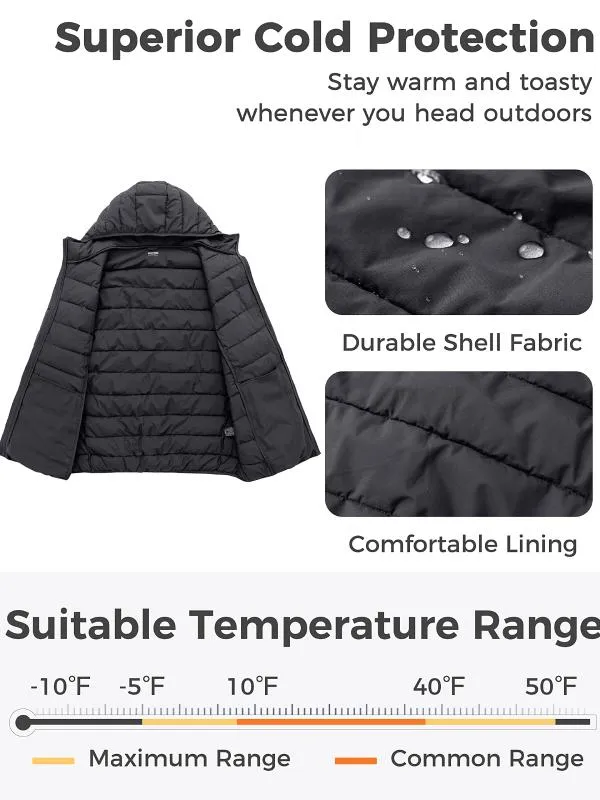 Men's Big and Tall Lightweight Puffer Jacket Plus Size Quilted Warm Winter Coat with Hood