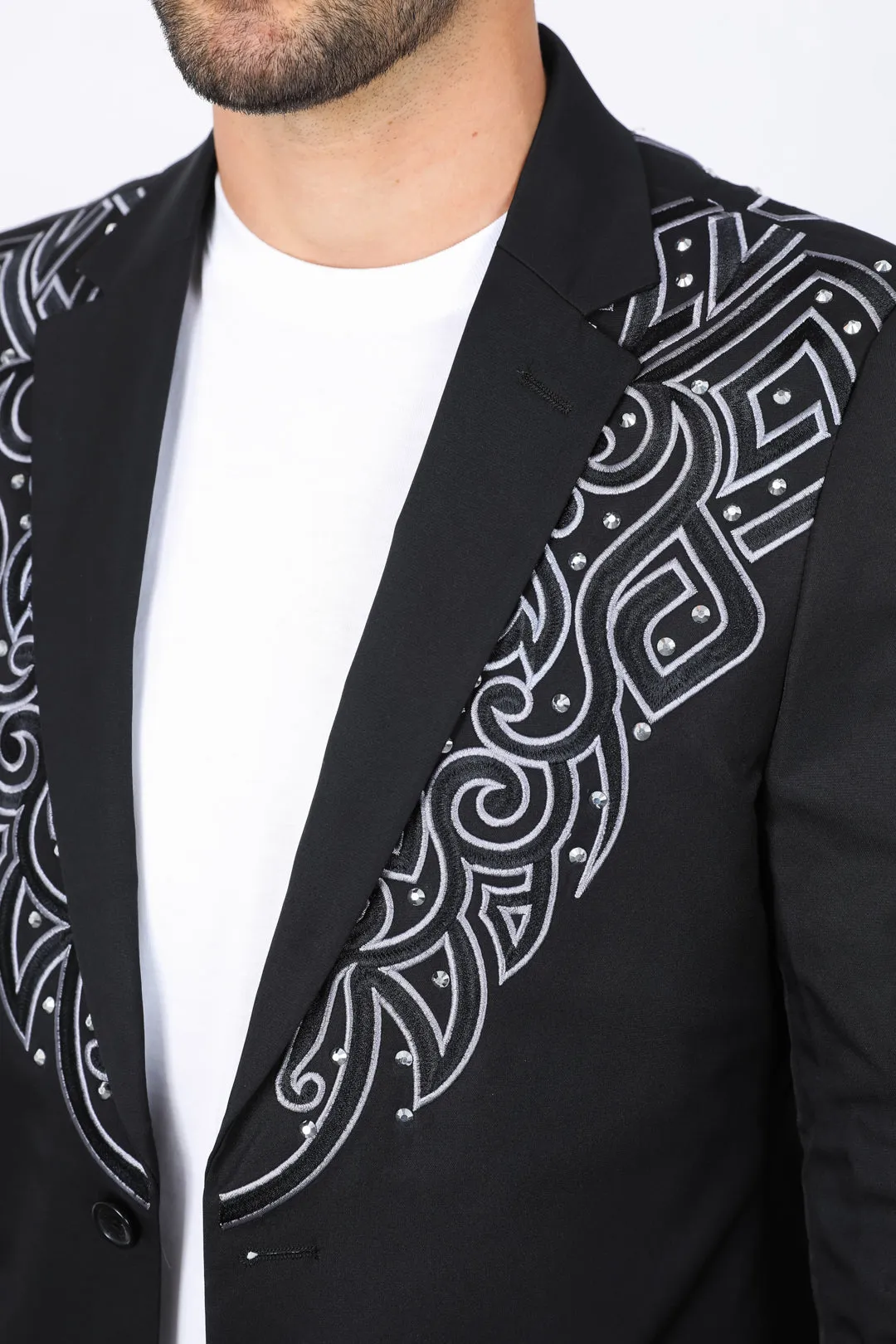 Mens Embroidery Fashion Blazer