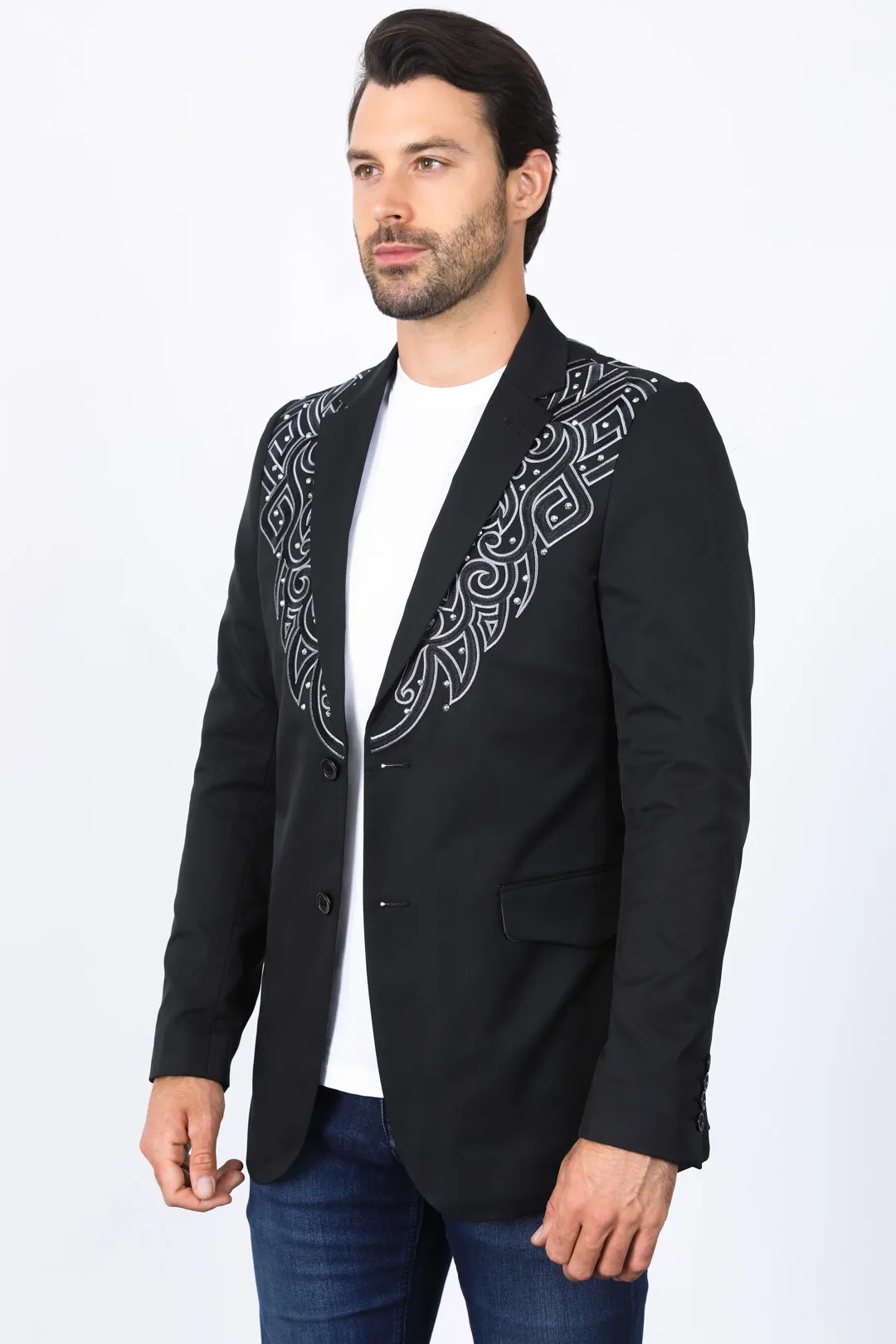 Mens Embroidery Fashion Blazer