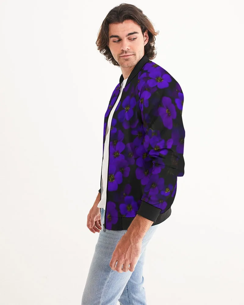 Midnight Purple Flower Men's Bomber Jacket