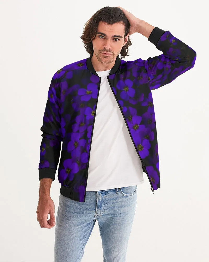 Midnight Purple Flower Men's Bomber Jacket