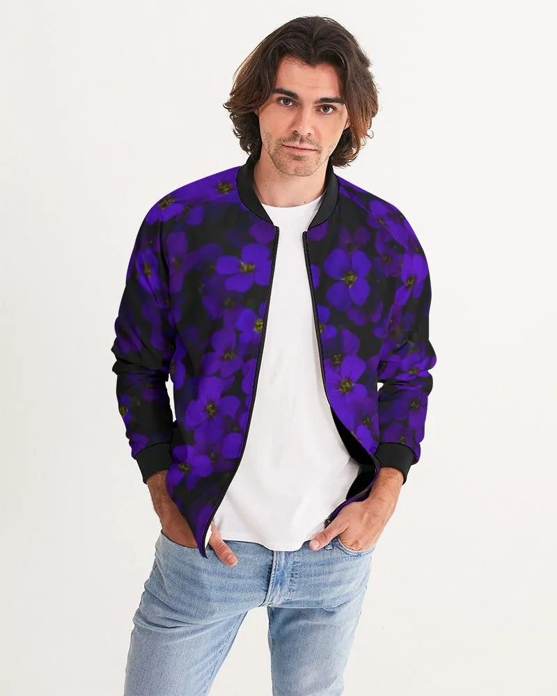 Midnight Purple Flower Men's Bomber Jacket