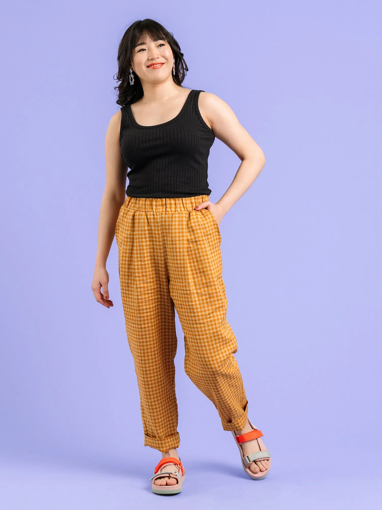 Miles Linen Pants Gingham Orange