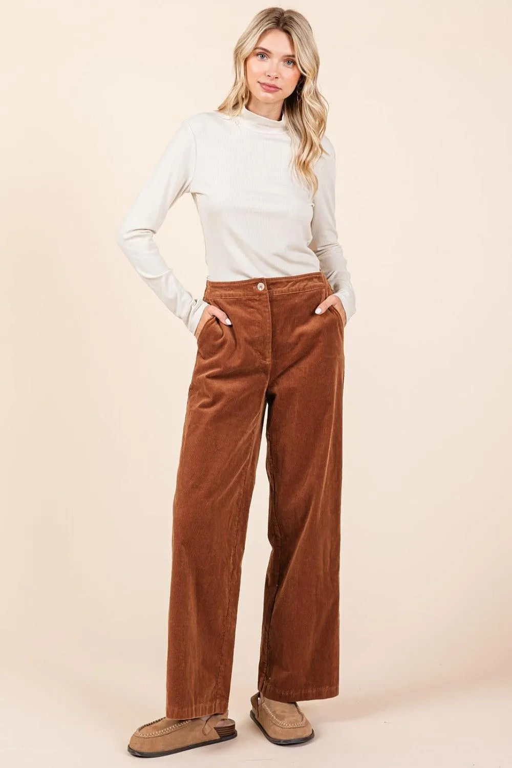 Mittoshop USA Stock Corduroy Pants Back Elastic Waist Trousers