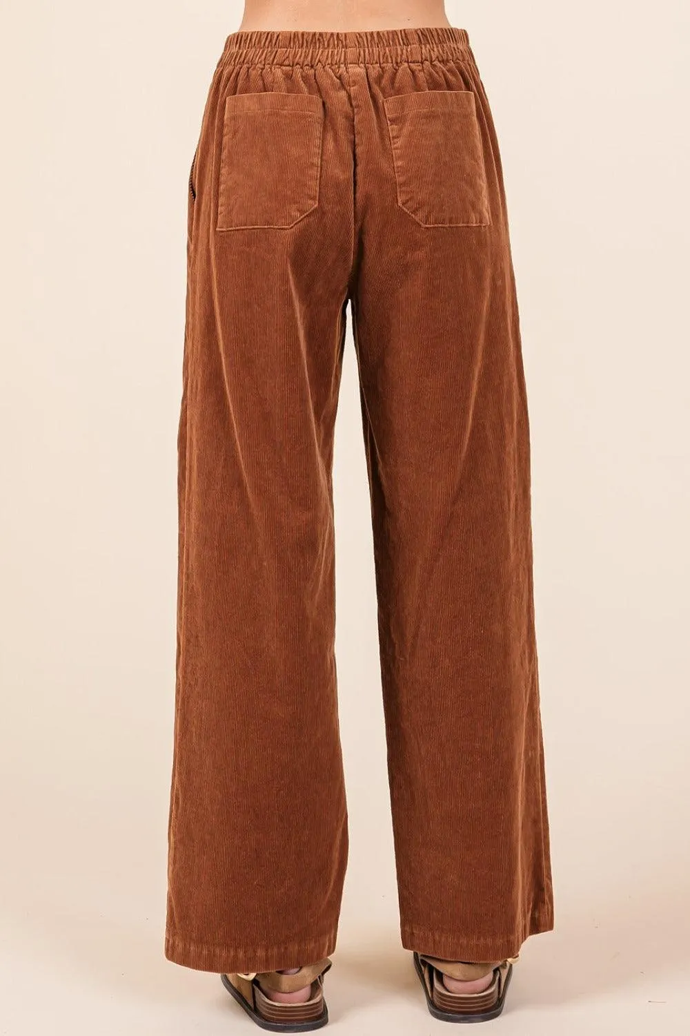 Mittoshop USA Stock Corduroy Pants Back Elastic Waist Trousers