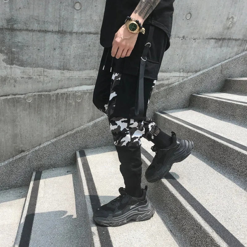 Mixed Patch Camouflage Hip Hop Men Ankle Length Jogger Pants