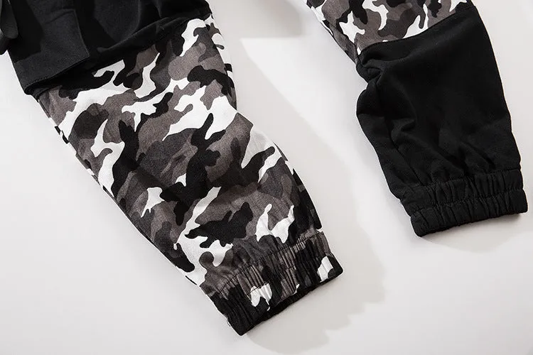 Mixed Patch Camouflage Hip Hop Men Ankle Length Jogger Pants