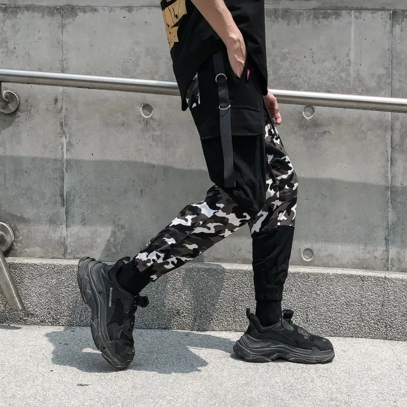 Mixed Patch Camouflage Hip Hop Men Ankle Length Jogger Pants