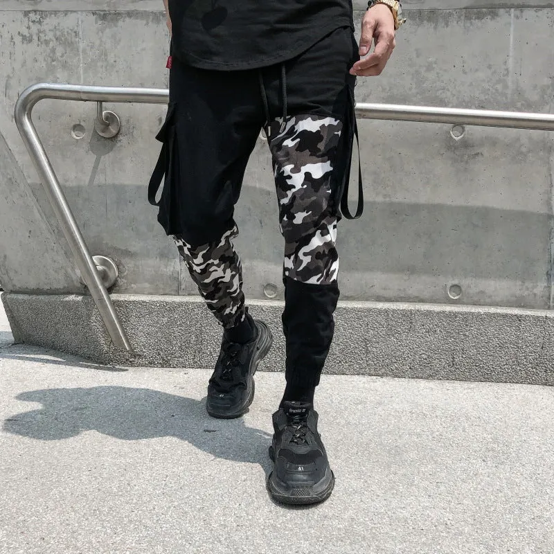 Mixed Patch Camouflage Hip Hop Men Ankle Length Jogger Pants