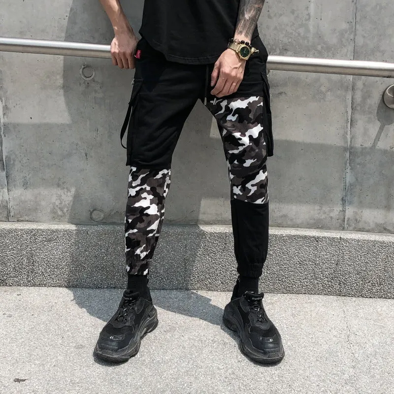 Mixed Patch Camouflage Hip Hop Men Ankle Length Jogger Pants