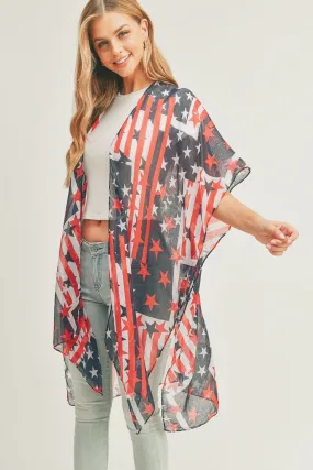 MS0274 American Flag Kimono