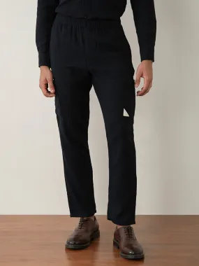 Navy Plain Cotton Loose Pant