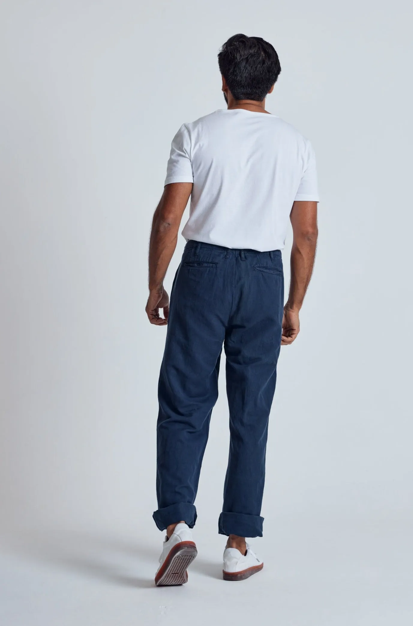 Navy The Bird Regular Fit Chino Trousers - GOTS Certified Organic Cotton and Linen