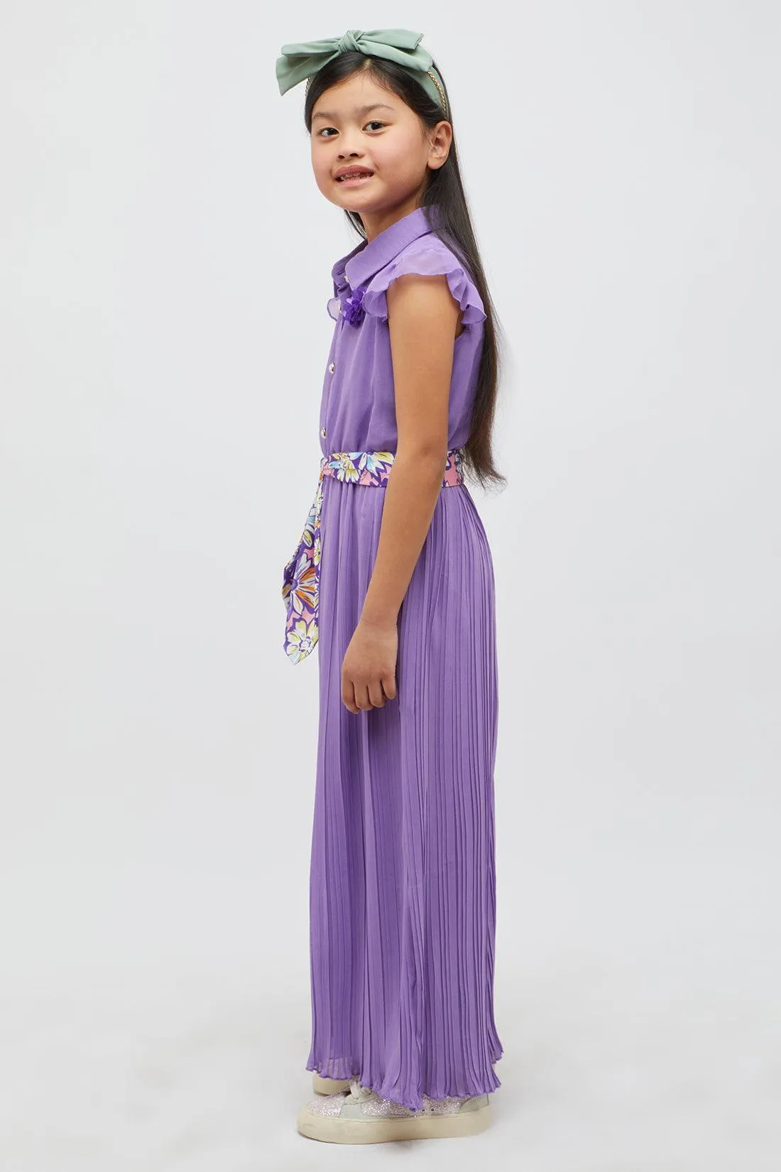 One Friday Purple Pleated Jumpsuit