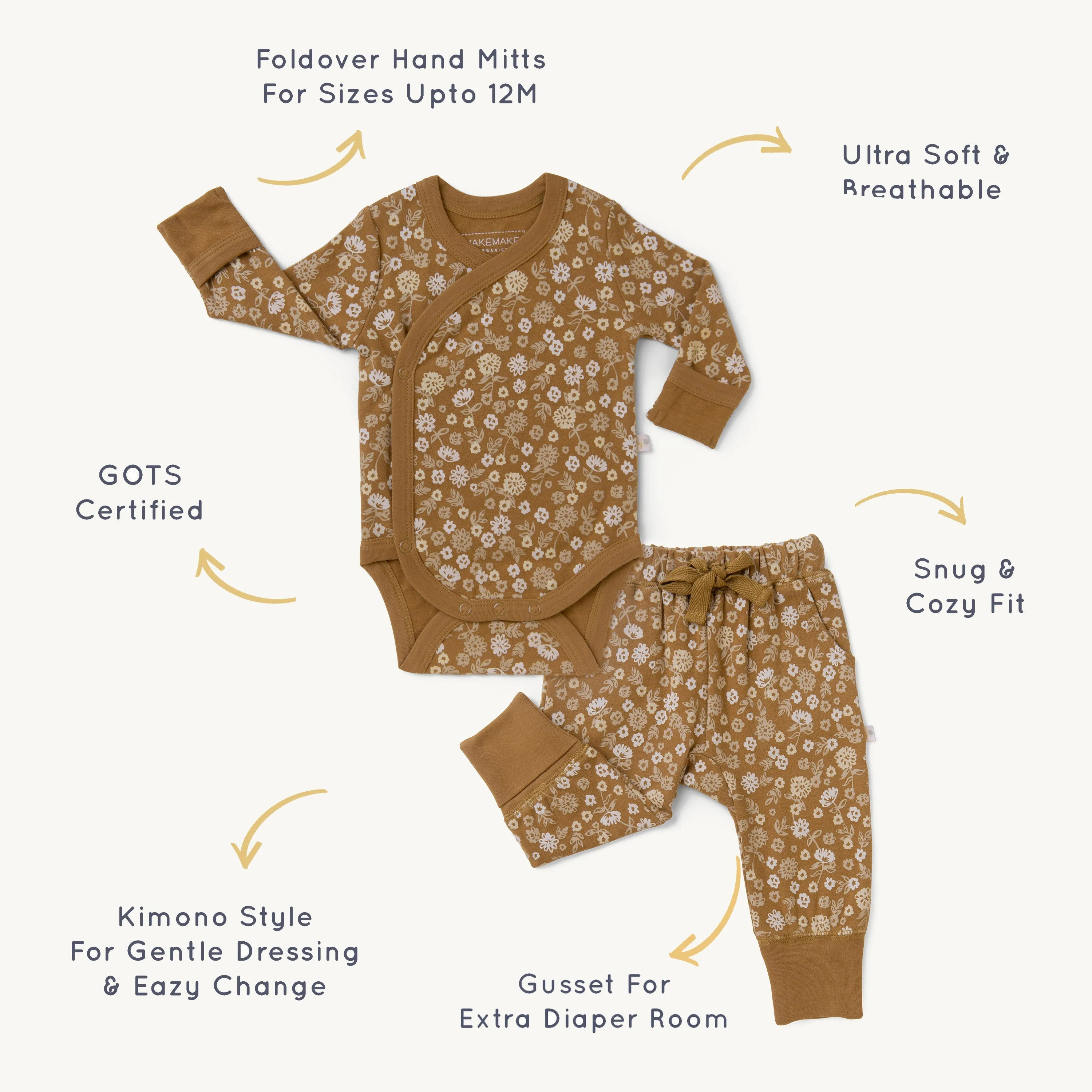 Organic Baby Onesie & Pants Outfit - Wildflower