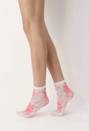 Oroblu Blooming Floral Crew Socks