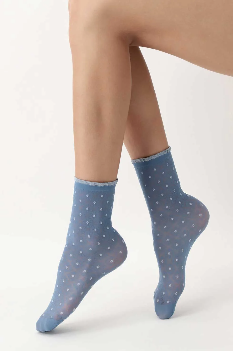 Oroblu Twins Genteel Patterned Crew Socks Two Pair Pack