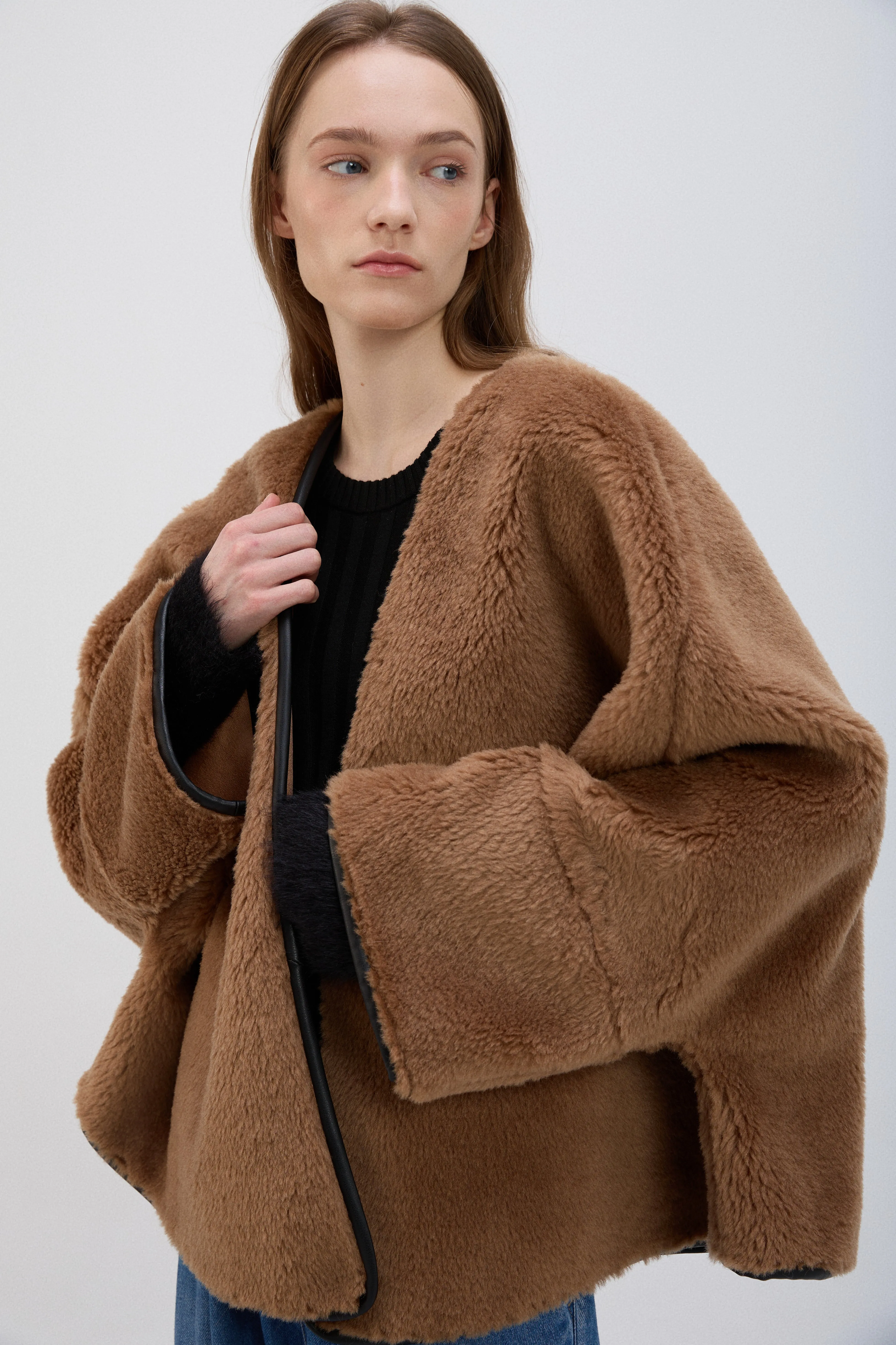 Oversized Teddy Cape Jacket