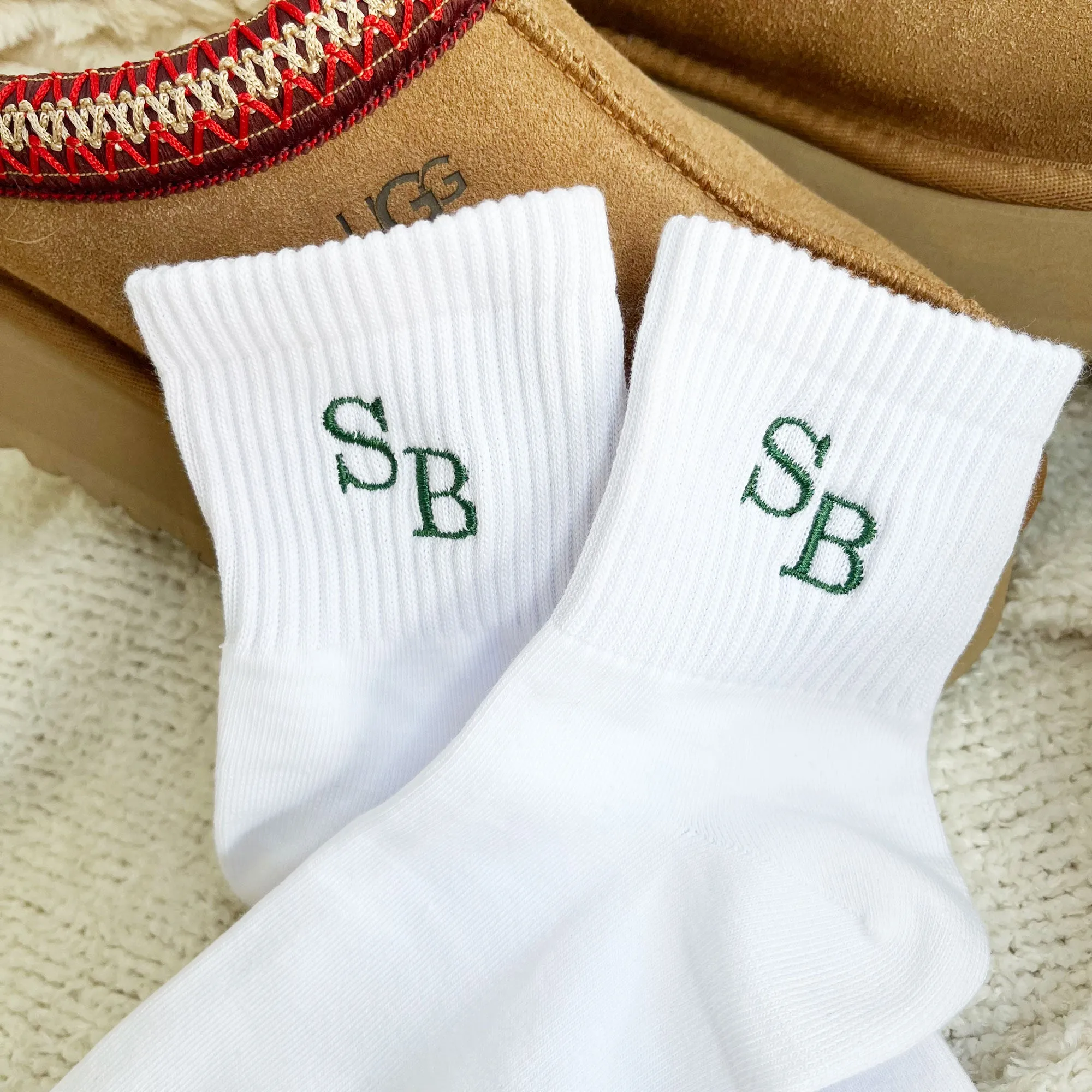 Personalized Staggered Monogrammed Crew Socks