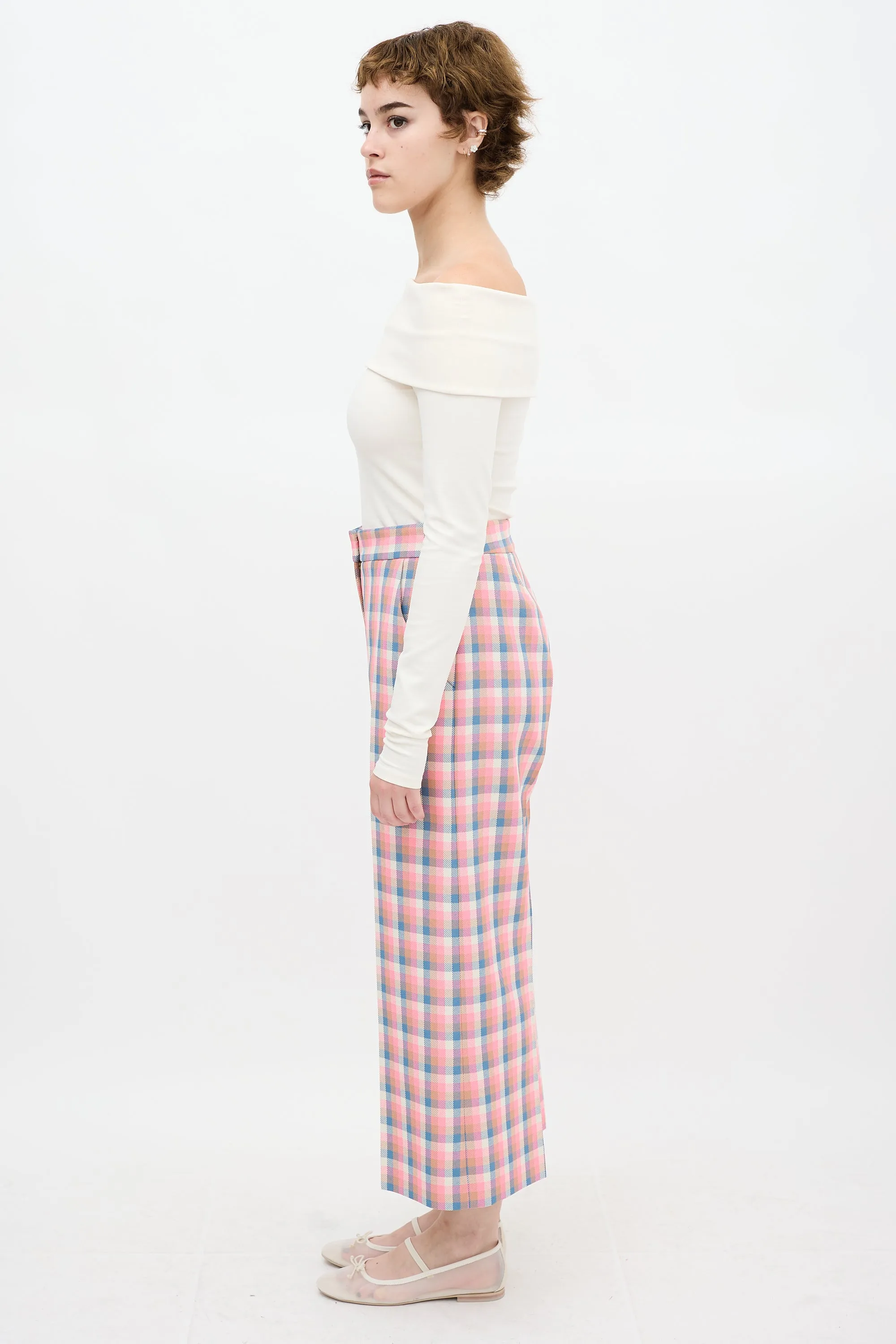 Pink & Multi Begonia Check Wide Leg Culotte