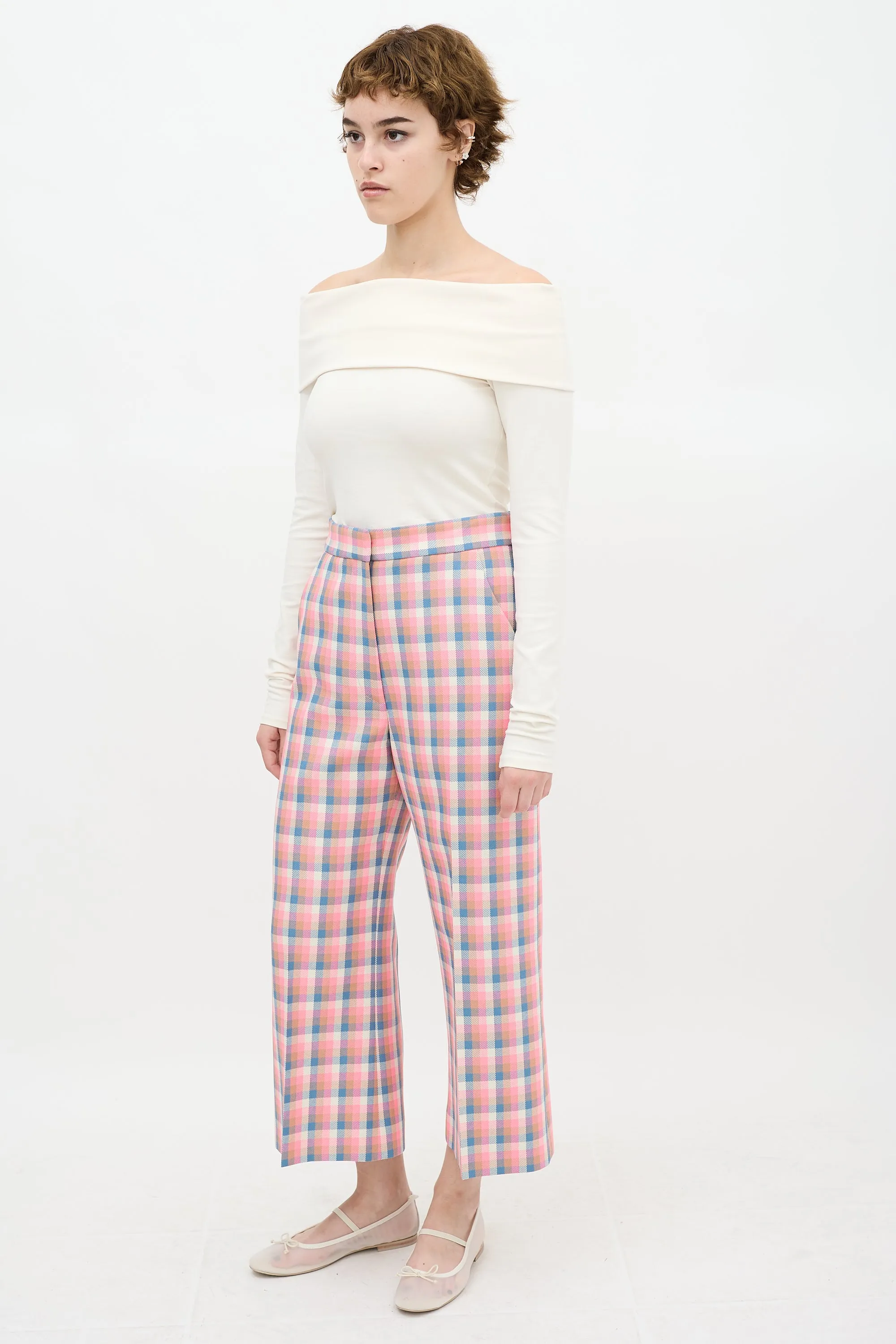 Pink & Multi Begonia Check Wide Leg Culotte