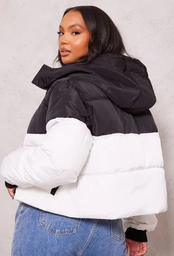 Plus White Contrast Crop Puffer Coat