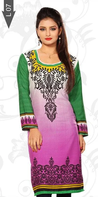 Purple Green Flower Printed Tunic