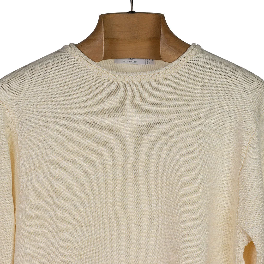 "Mist" off-white linen rolled edge tunic sweater