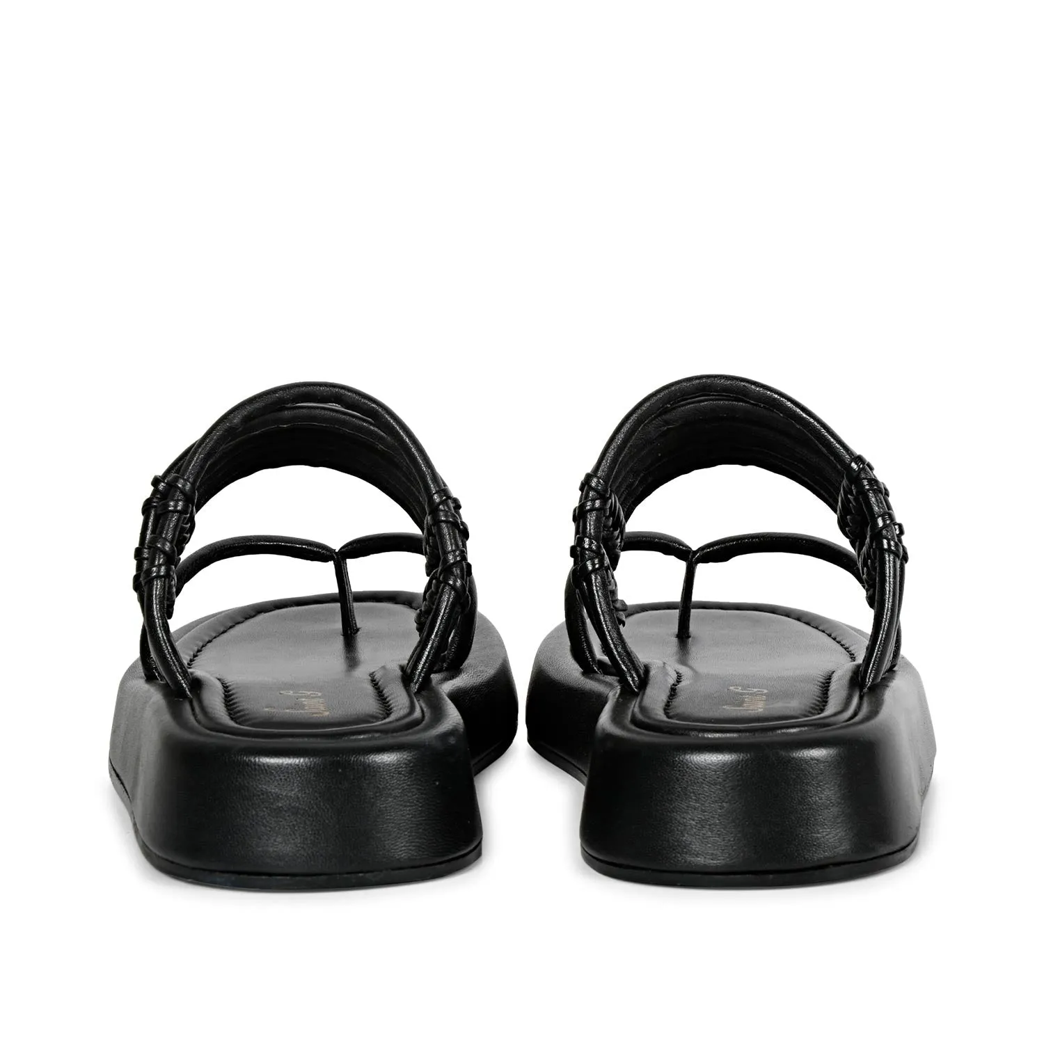 SaintG Womens Black Leather Sandals