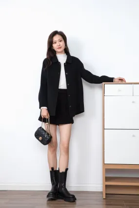 Shirt-style Reversible Wool Coat