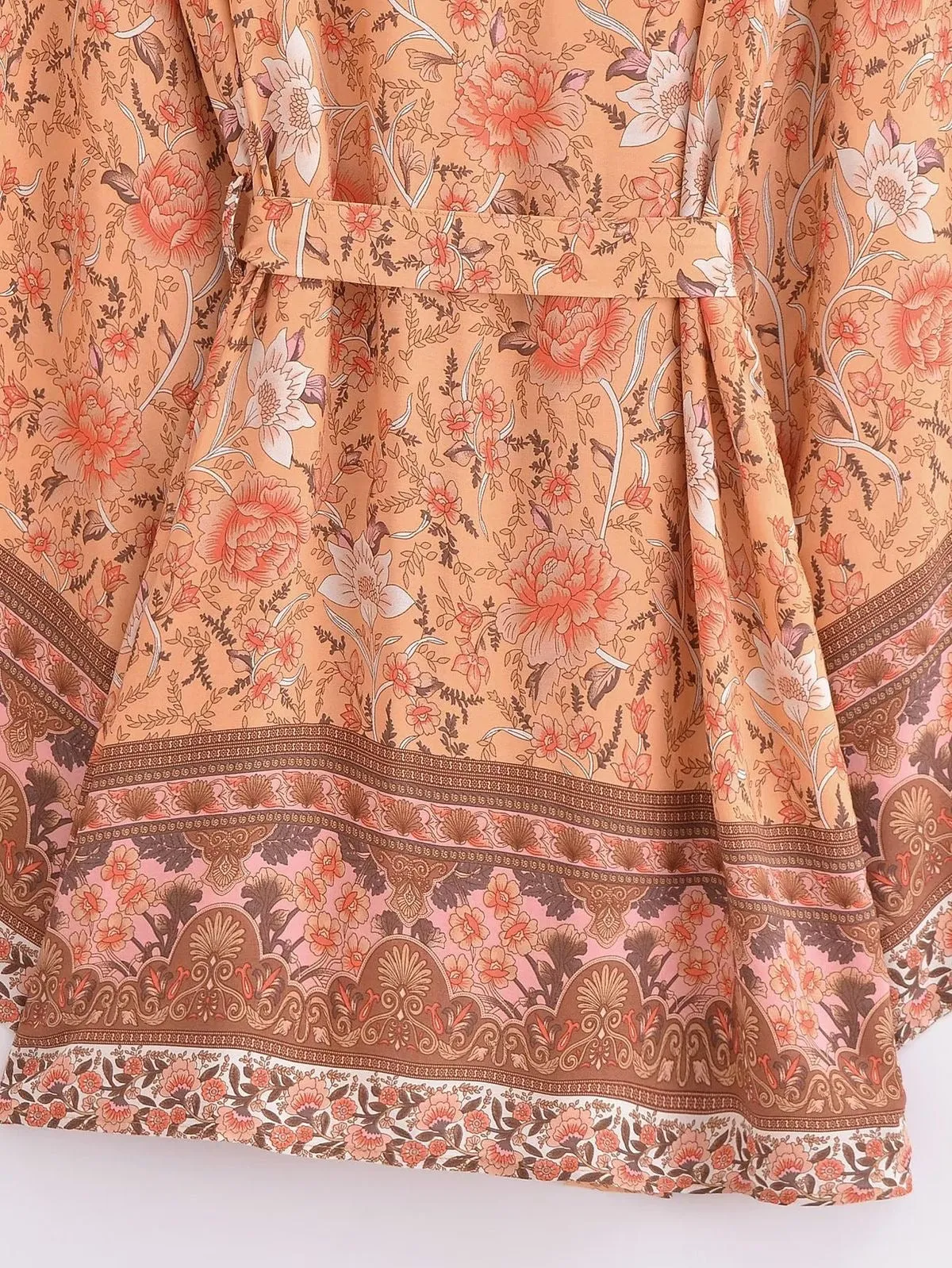 Short Kimono Light Orange Floral