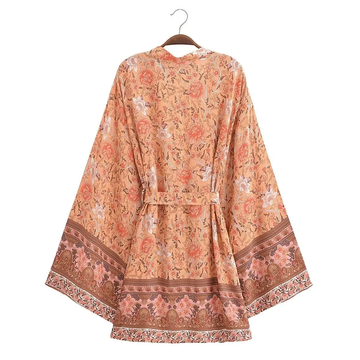 Short Kimono Light Orange Floral