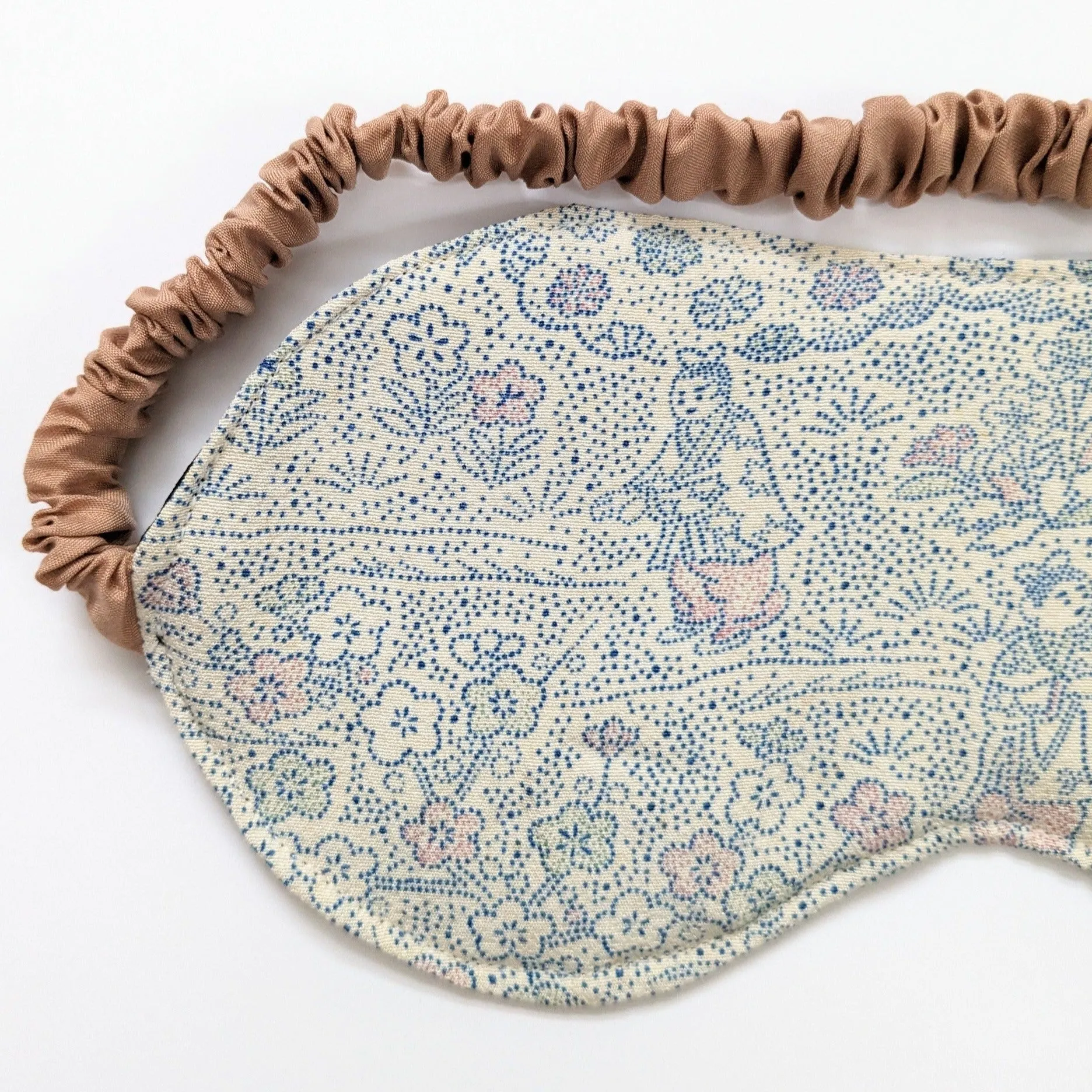 Silk Kimono Sleep Eye Mask - Blue dotted scenery