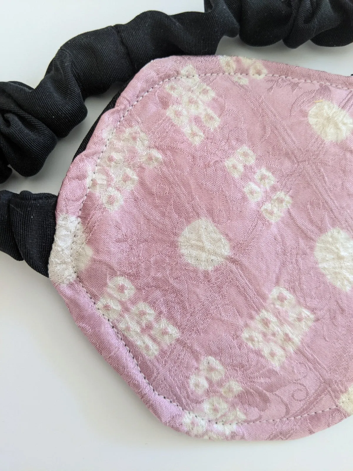 Silk Kimono Sleep Eye Mask - Pink and White Shibori