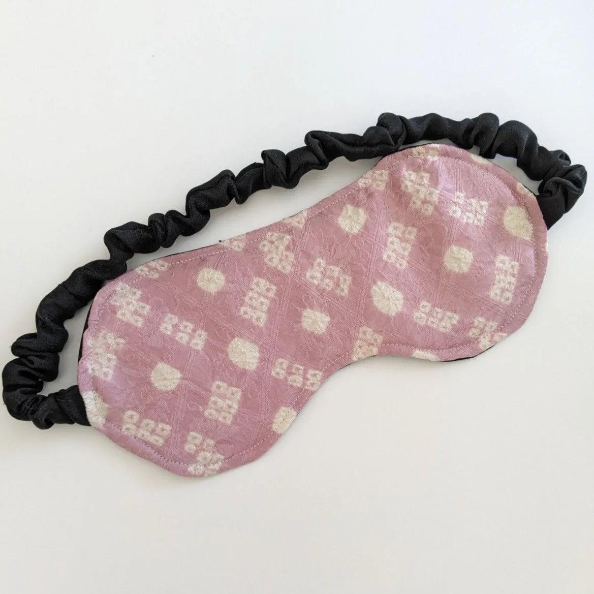 Silk Kimono Sleep Eye Mask - Pink and White Shibori