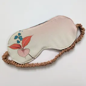 Silk Kimono Sleep Eye Mask - Pink leaves