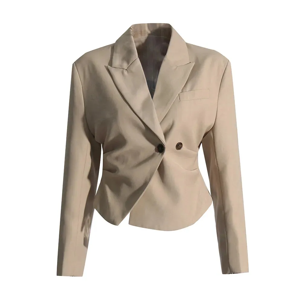 Slim Temperament Blazers For Women Notched Collar Long Sleeve Patchwork Button Autumn Blazer Female Fashion Clothes