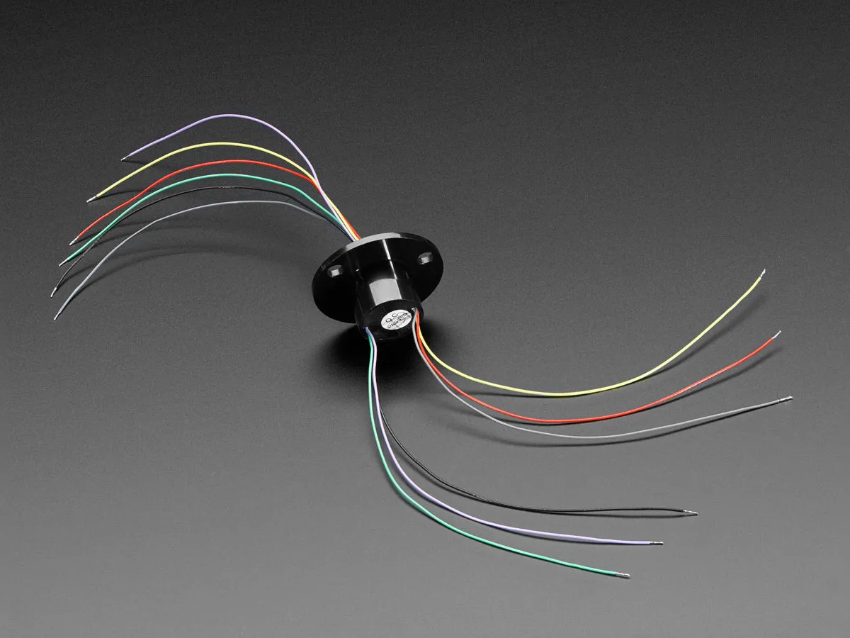 Slip Ring with Flange - 22mm diameter, 6 wires, max 240V @ 2A