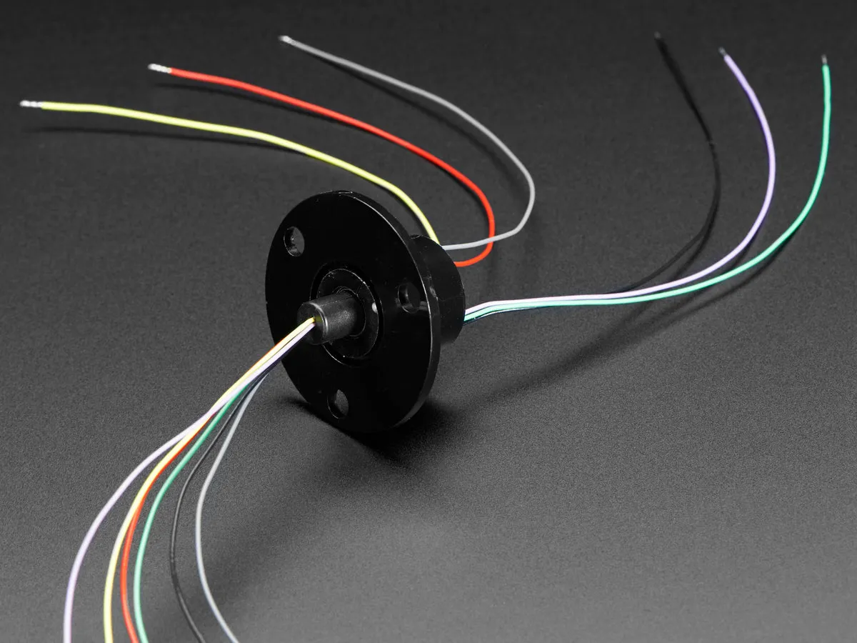 Slip Ring with Flange - 22mm diameter, 6 wires, max 240V @ 2A