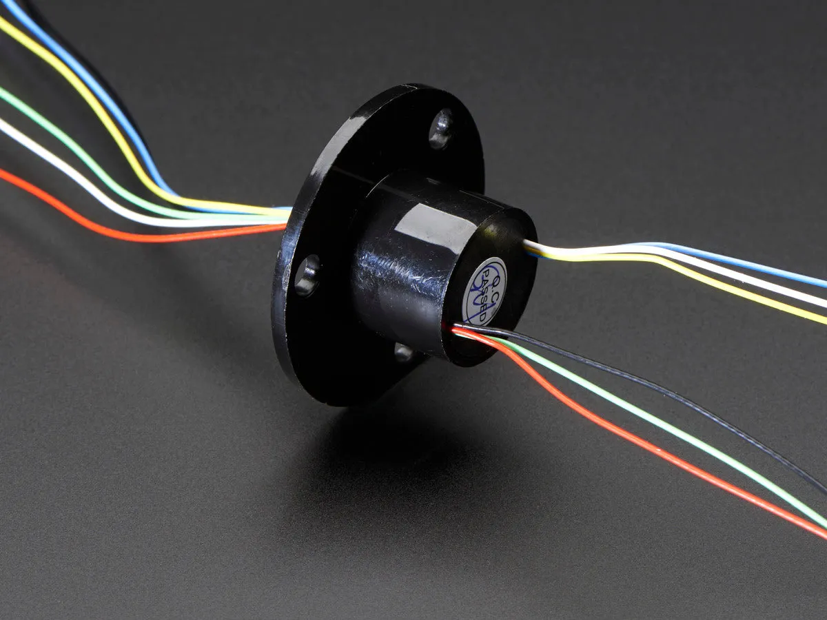 Slip Ring with Flange - 22mm diameter, 6 wires, max 240V @ 2A