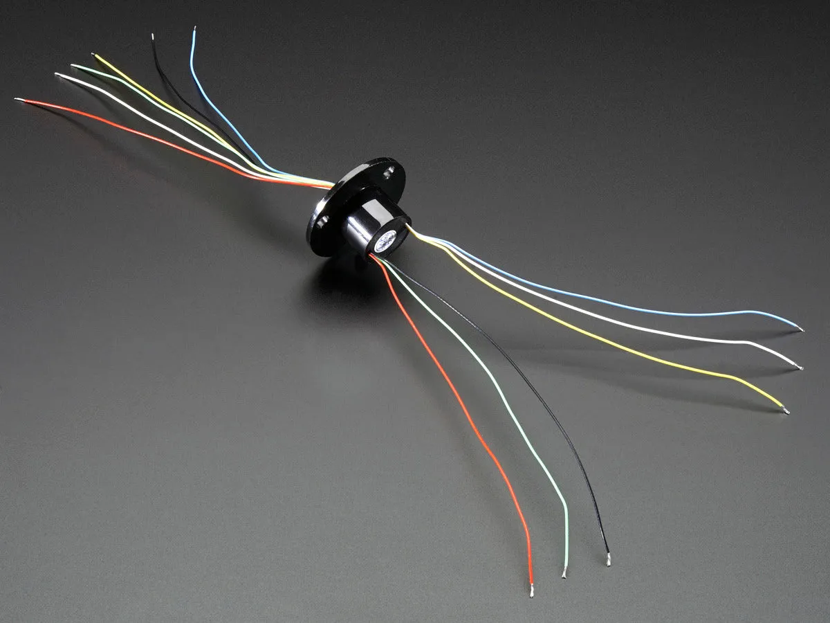 Slip Ring with Flange - 22mm diameter, 6 wires, max 240V @ 2A