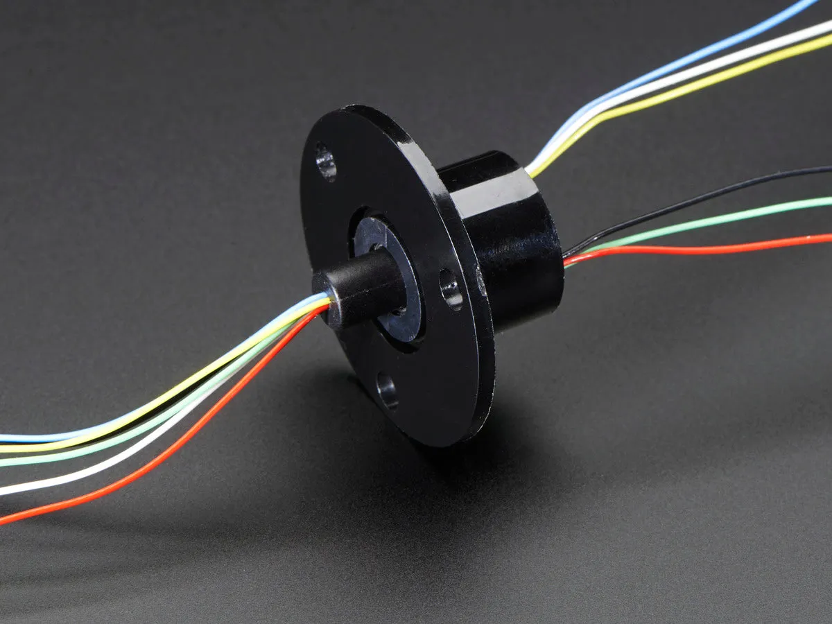 Slip Ring with Flange - 22mm diameter, 6 wires, max 240V @ 2A