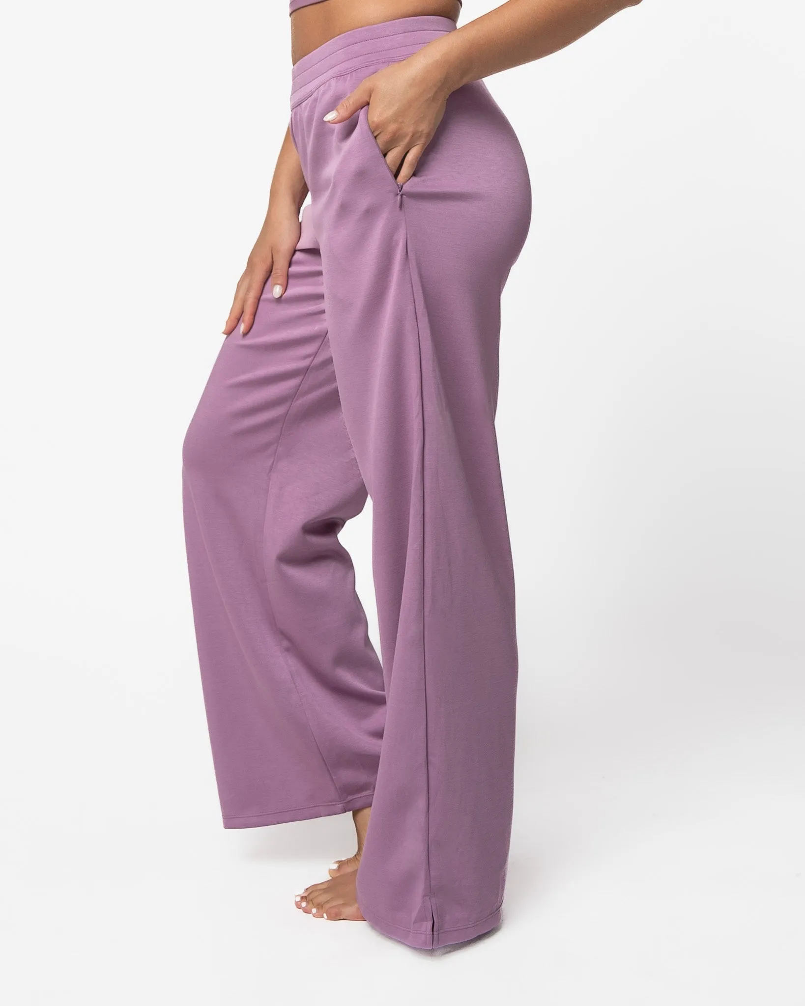 Soft Scuba Wide Leg Pant - Hazy Lilac