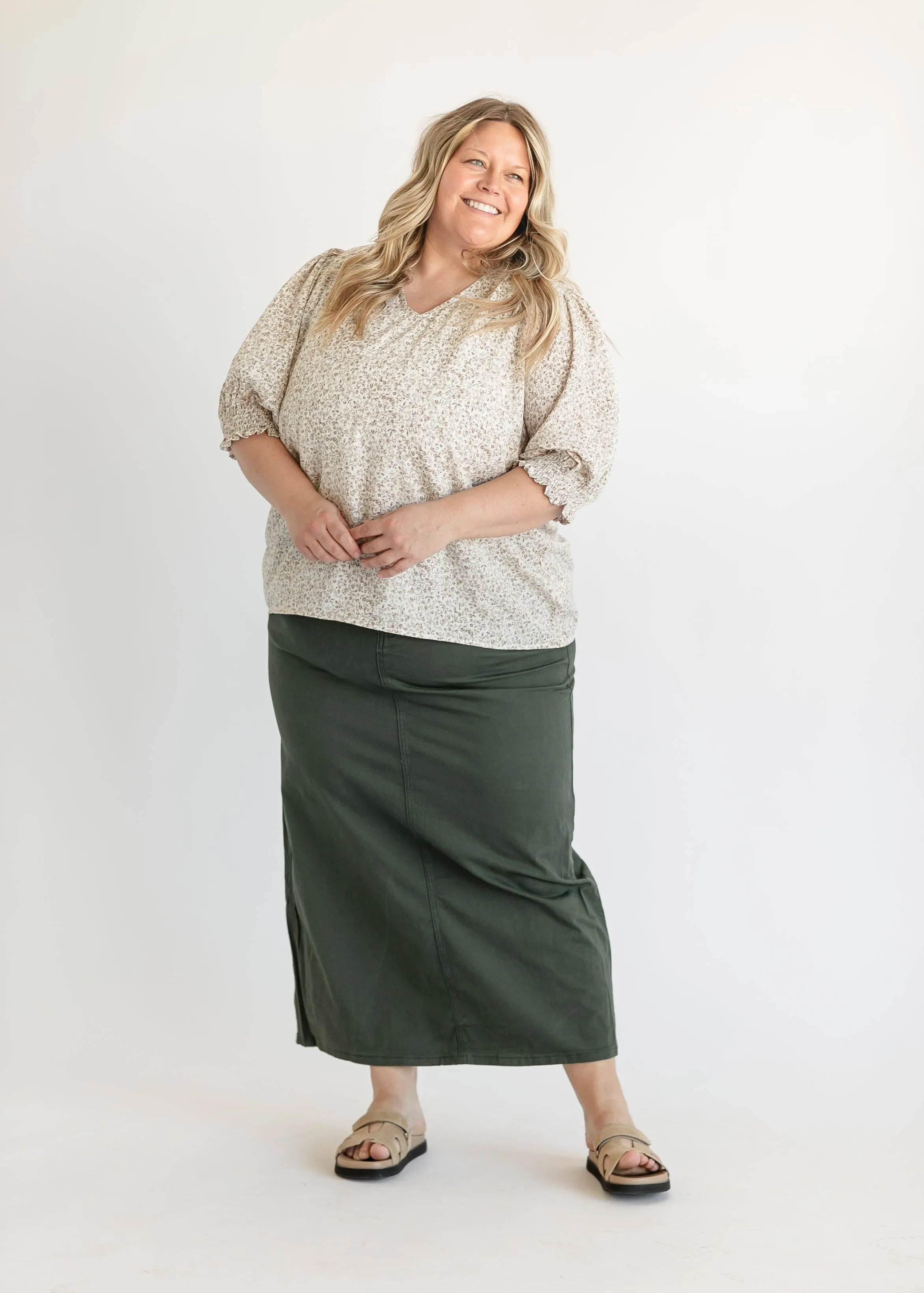 Stella Olive Branch Denim Maxi Skirt