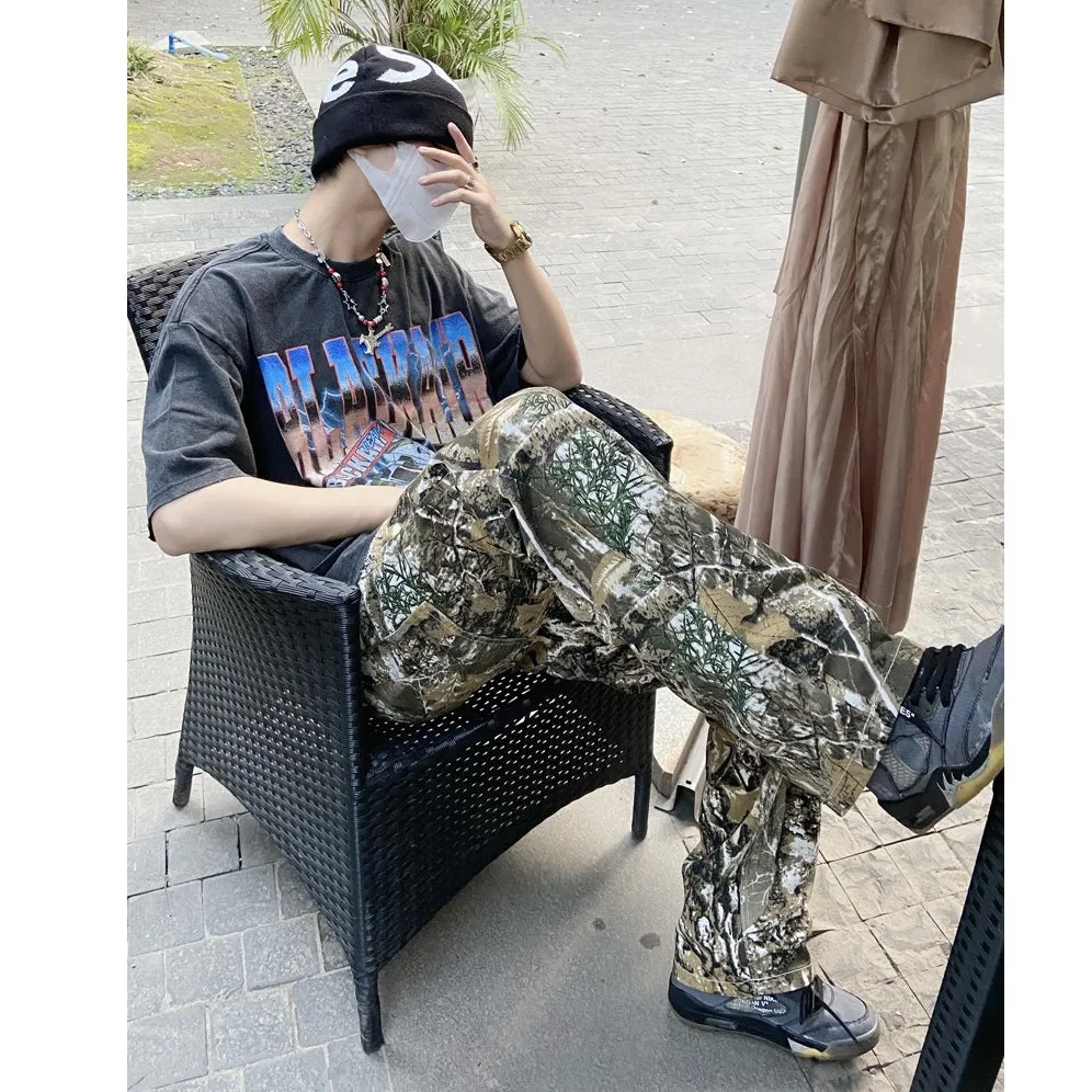 Straight cargo pants loose hip-hop retro casual camouflage pants