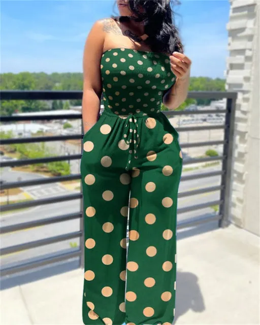 Strapless print jumpsuit