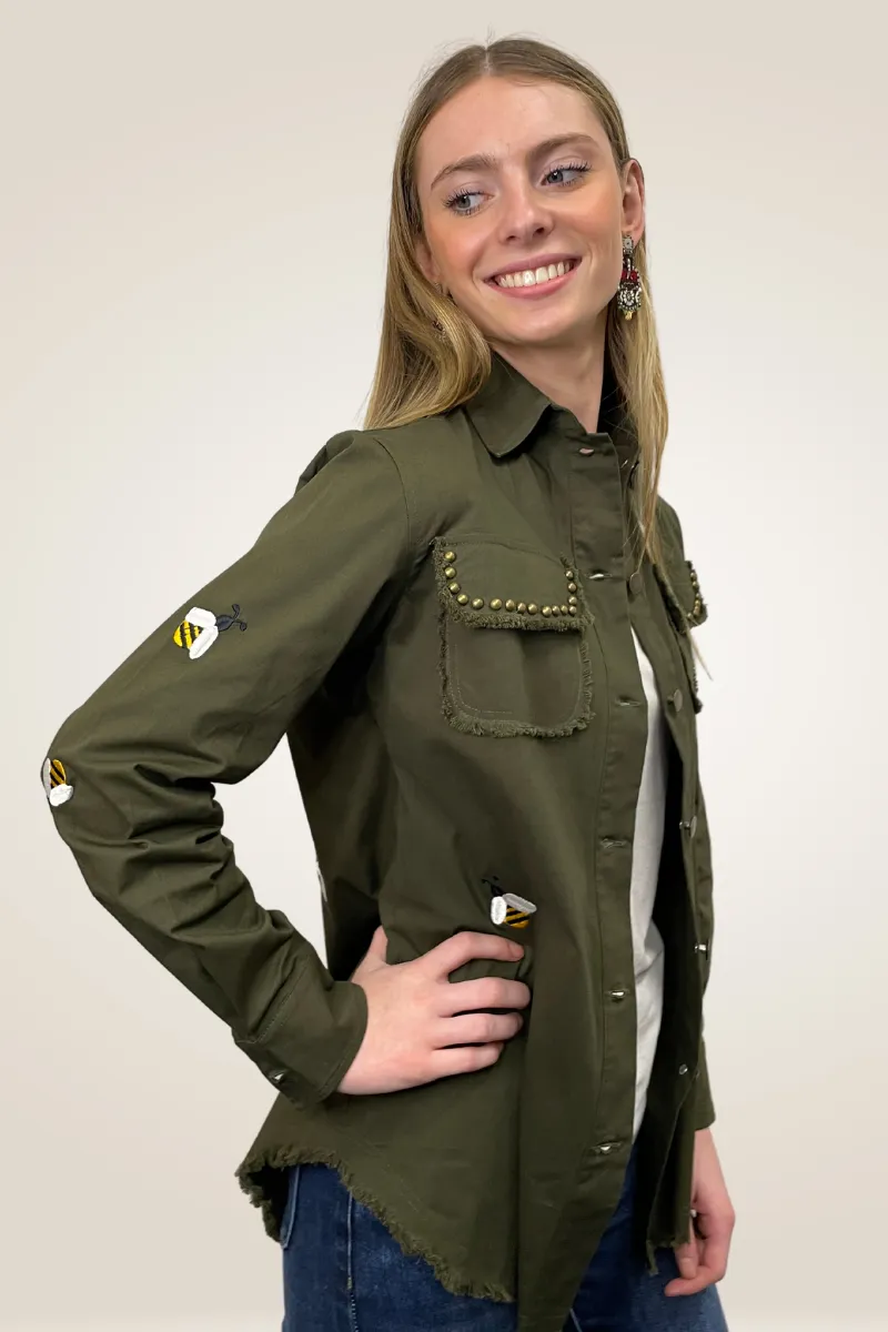 Studded Bee Military Shirt By Pixi Carinval